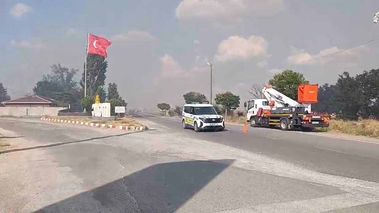 Alevler ormana sıçradı yol ulaşıma kapatıldı! Edirne'de korkutan yangın!