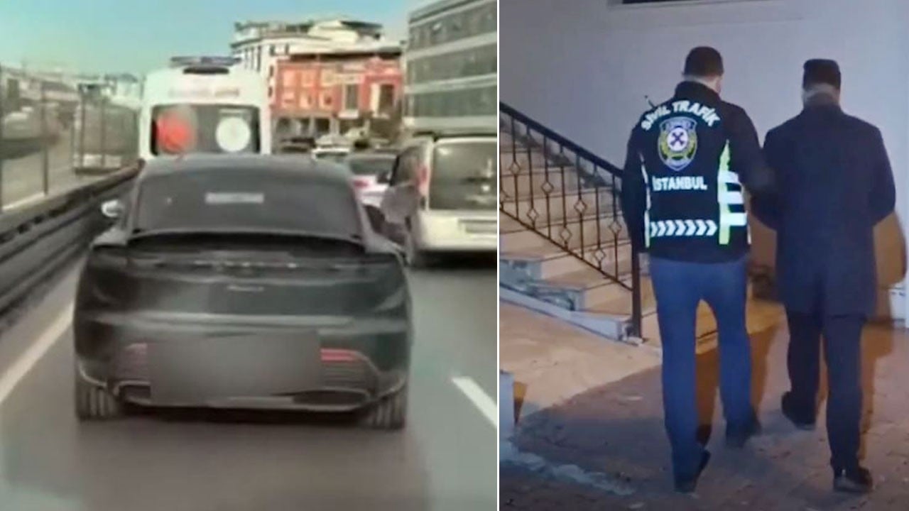 Ambulansa yol vermeyen maganda yakalandı! Ehliyeti alınıp 46 bin lira ceza kesildi, araç trafikten men edildi