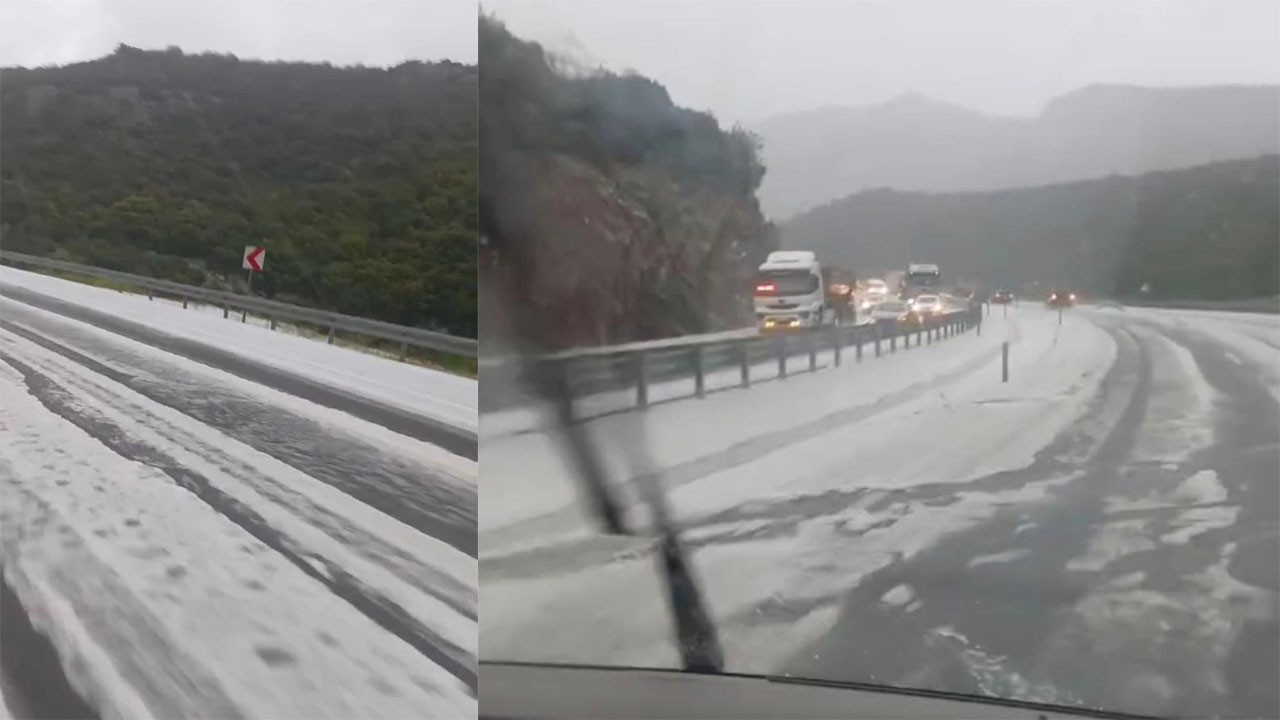 Antalya'nın yüksek kesimleri dolu ve kar ile tanıştı