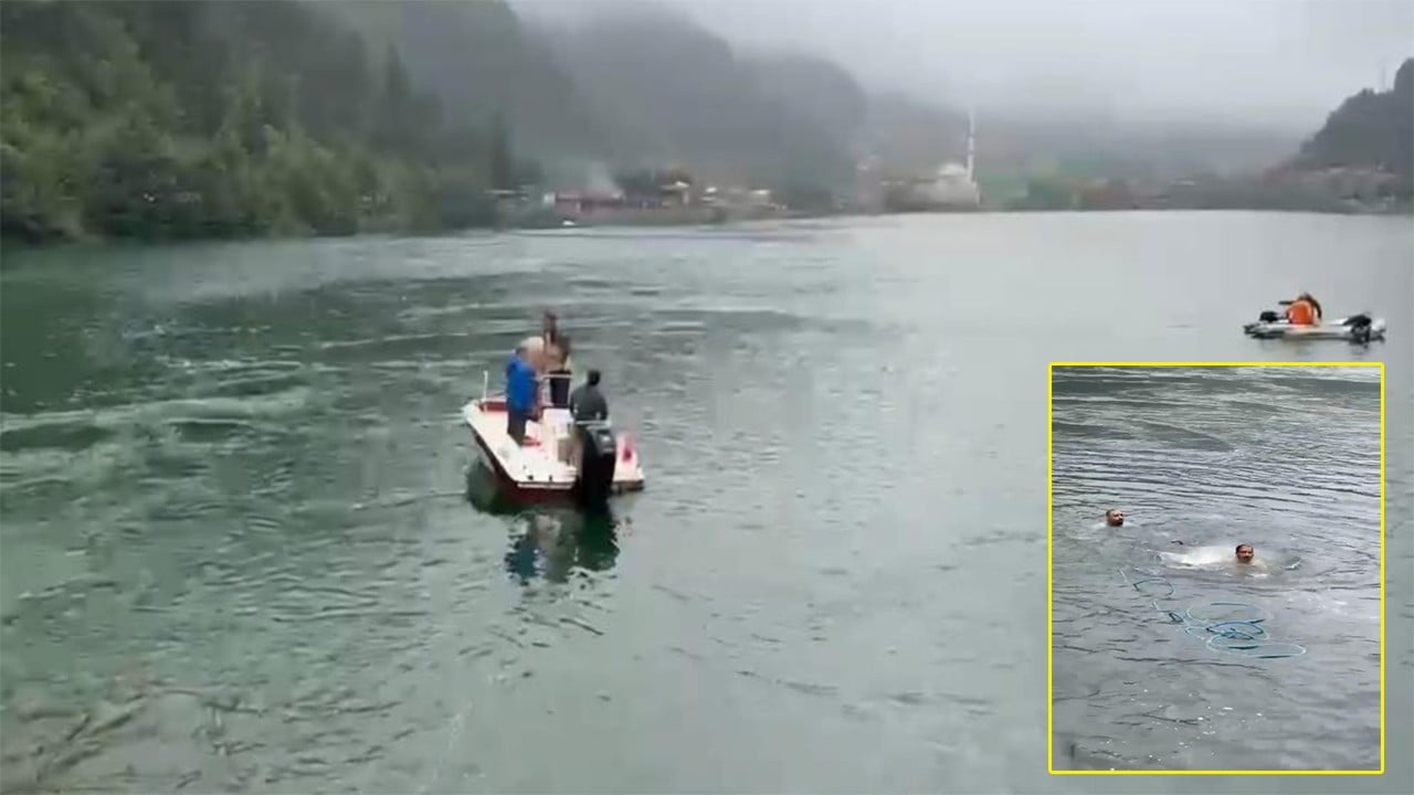 Arap turistin Uzungöl'de suda kaybolduğu anlar kameraya yansıdı
