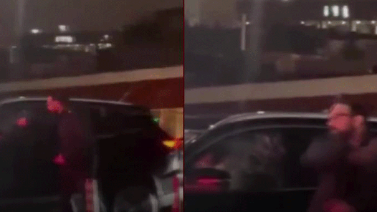 Başakşehir'de trafikte maganda dehşeti: Kadının bulunduğu cipin ön camını yumrukladı!