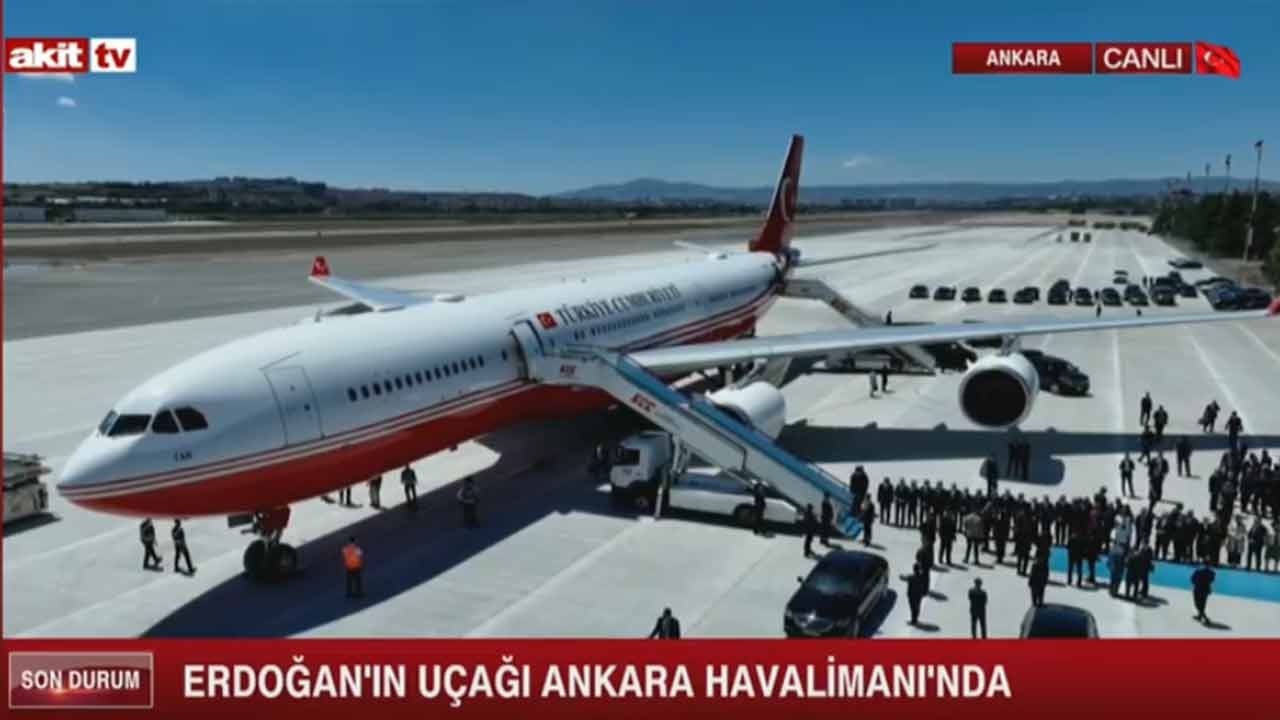 Cumhurbaşkanı Erdoğan'ın uçağı Ankara Havalimanı'nda
