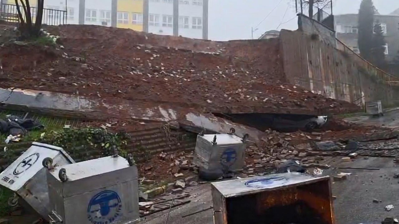 Facia ucuz atlatıldı! Maltepe’de okulun istinat duvarı çöktü