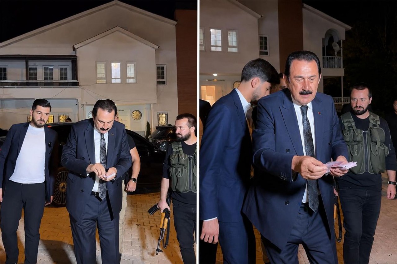 Herkes bu görüntüleri konuşuyor! Deste deste para dağıtan aşiret liderinin korumaları olay oldu