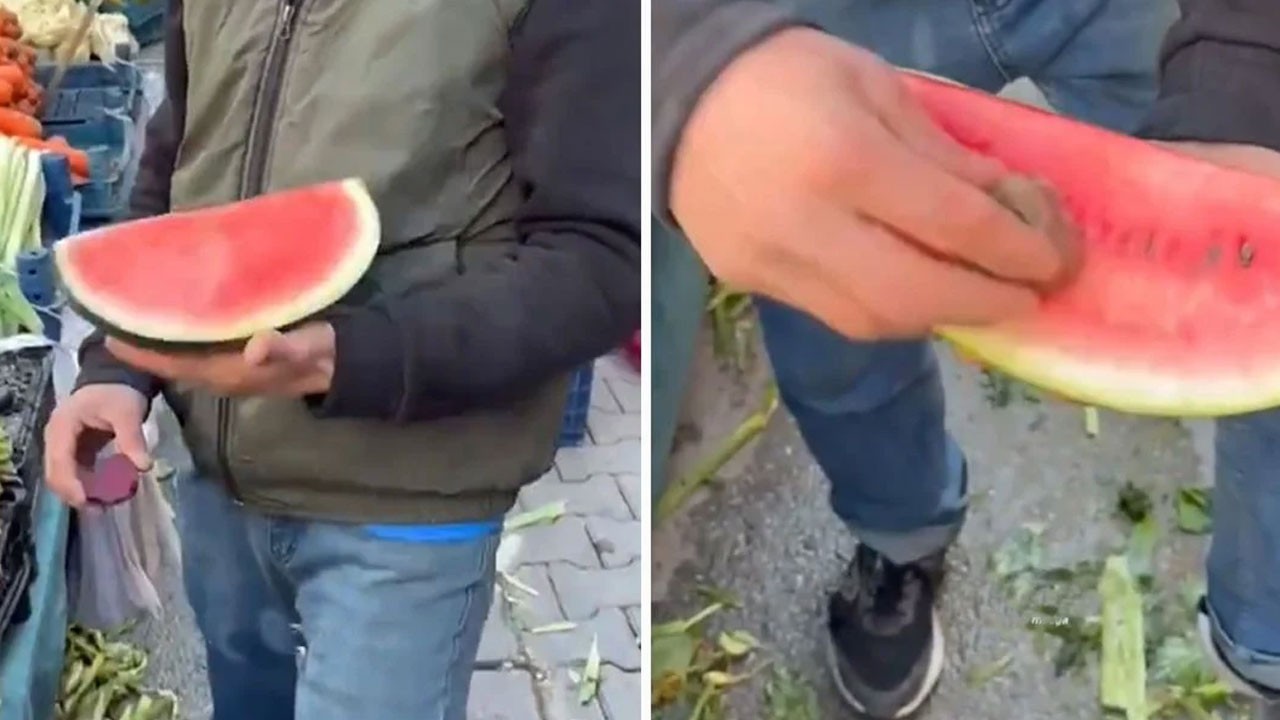 Karpuz satan pazarcının yaptığı rezillik gündem oldu! ‘Kimse görmeden'