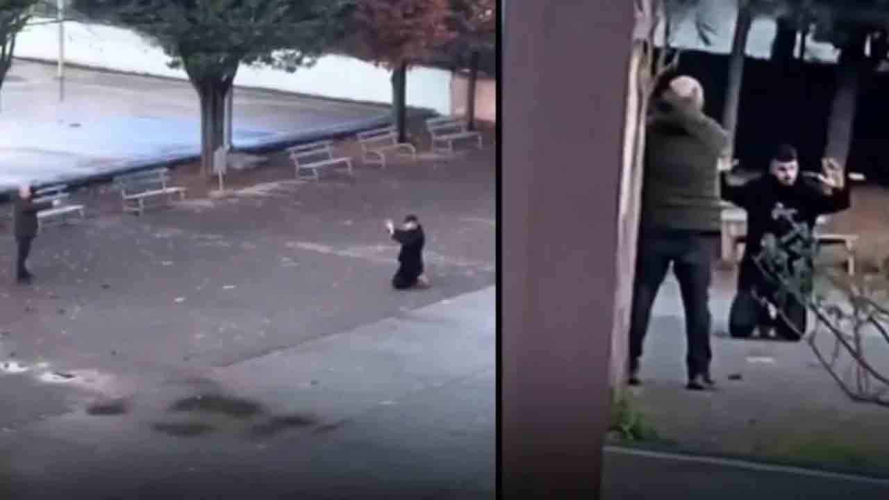 “Kızıma dokunma” öfkesi: Baba okulda şantajla suçladığı kişiyi diz çöktürdü