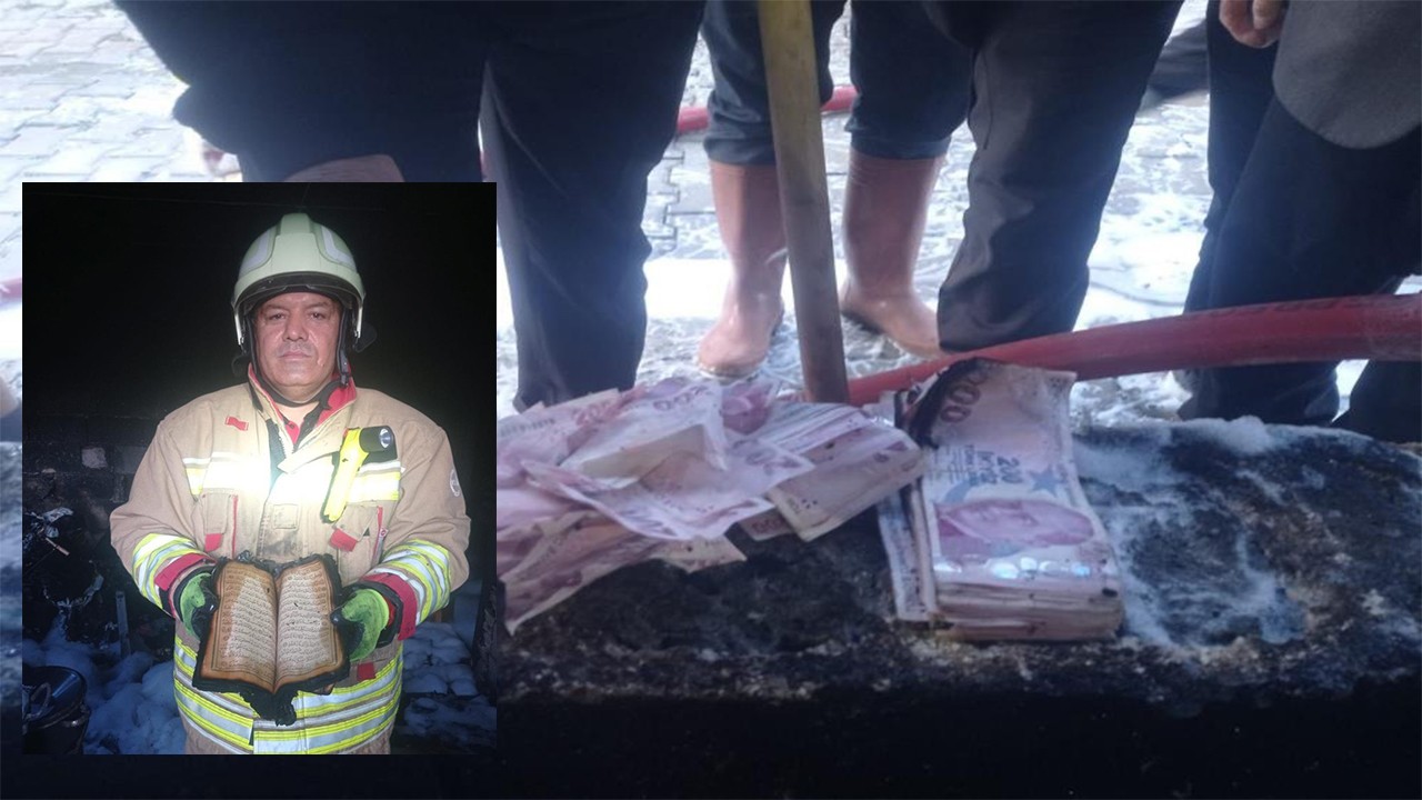 Kur'an-ı Kerim ve para yanmaktan son anda kurtarıldı