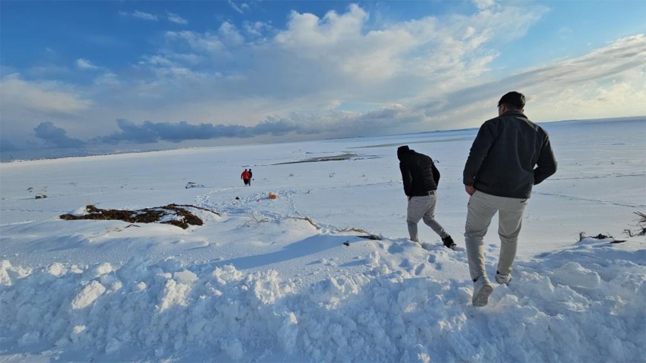 ‘Kuş cenneti’ Arin Gölü tamamen dondu