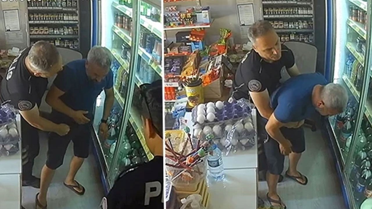 Nefes borusuna şeker kaçan bakkalı, polis Heimlich manevrasıyla kurtardı