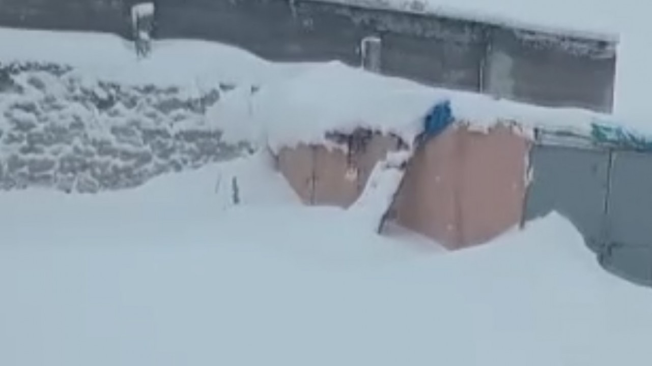 Sivas'ta 3 metre kar yağdı ahırın kapısını bulamadı