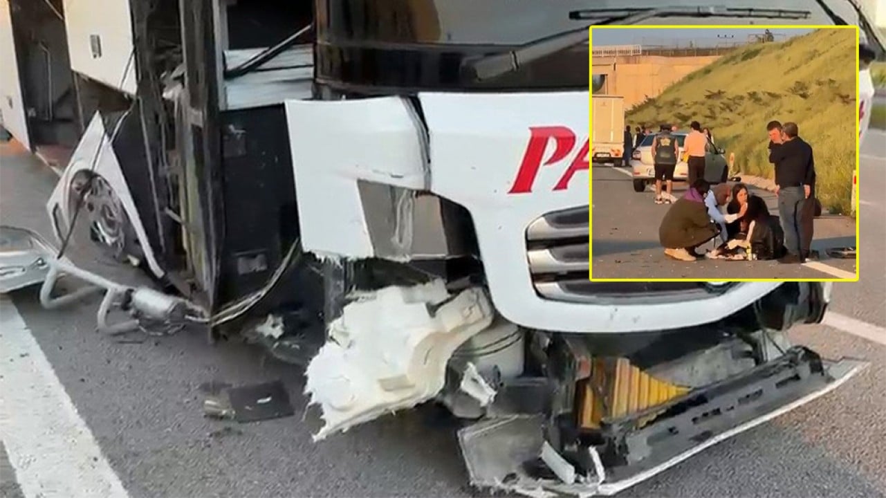 Şoför uyudu lastik patladı Kapı koptu Muavin uçtu