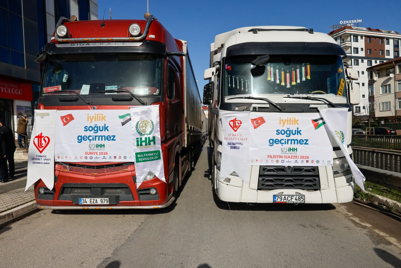 Sultanbeyli’de STK’lar Gazze, Sudan ve Suriye’ye 5 tır yardım gönderdi