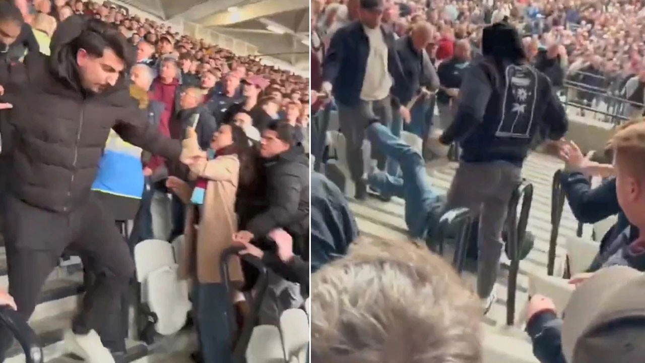 Tribünde skandal: Taraftar döve döve aşağıya yuvarladılar!