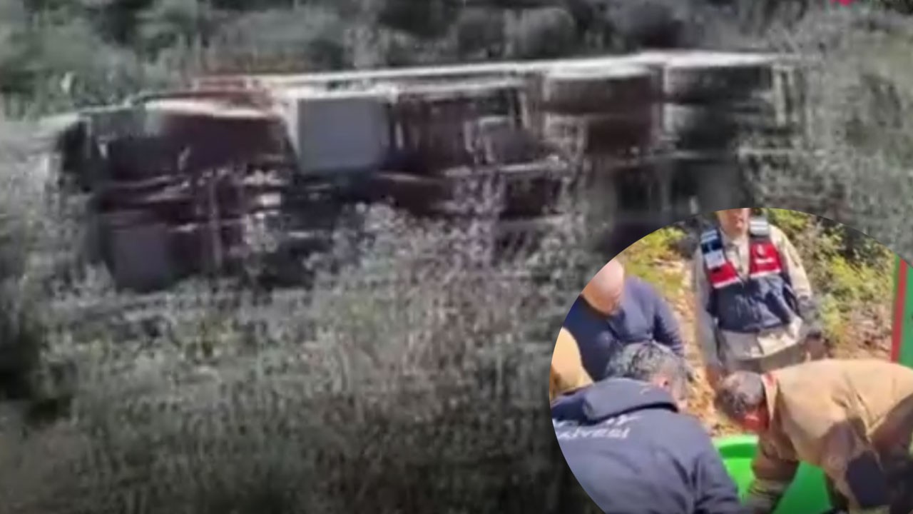 Uçuruma yuvarlanan kamyonun sürücüsü hayatını kaybetti