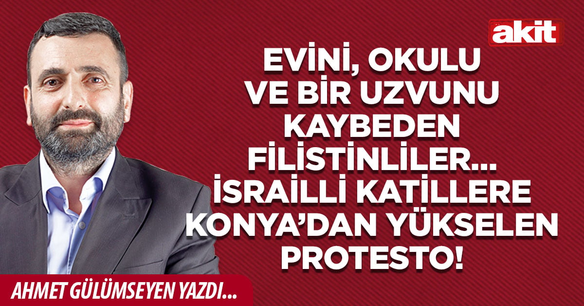 Evini, okulu ve bir uzvunu kaybeden Filistinliler… İsrailli katillere Konya’dan yükselen protesto!