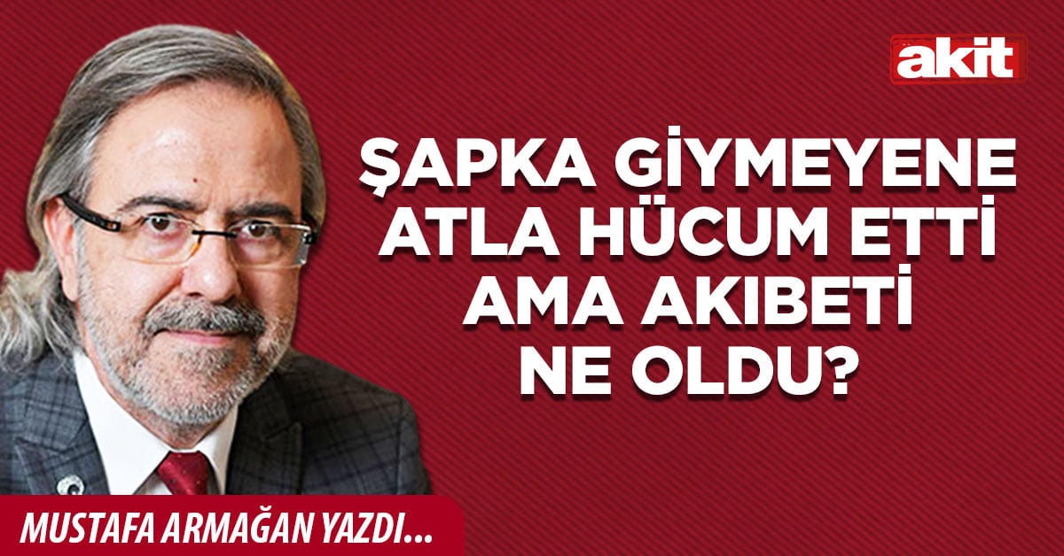 Şapka giymeyene atla hücum etti ama akıbeti ne oldu?